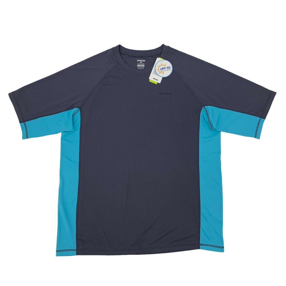 TSLA Active T Shirt Men's Size L Navy Blue Short Sleeve Quick Dry Moisture Wick